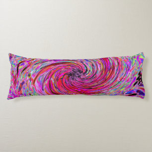 Cool Abstract Retro Hot Pink and Red Floral Swirl Body Cushion