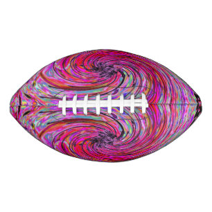 Cool Abstract Retro Hot Pink and Red Floral Swirl Football