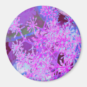 Cool Abstract Retro Nature in Hot Pink and Purple Magnet