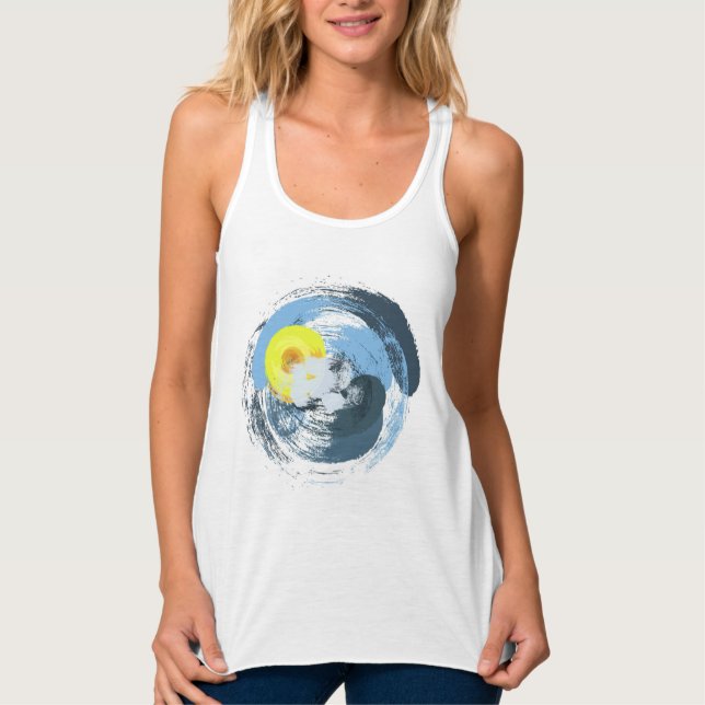 Cool Abstract Sun and Clouds Weather Art Singlet (Front)