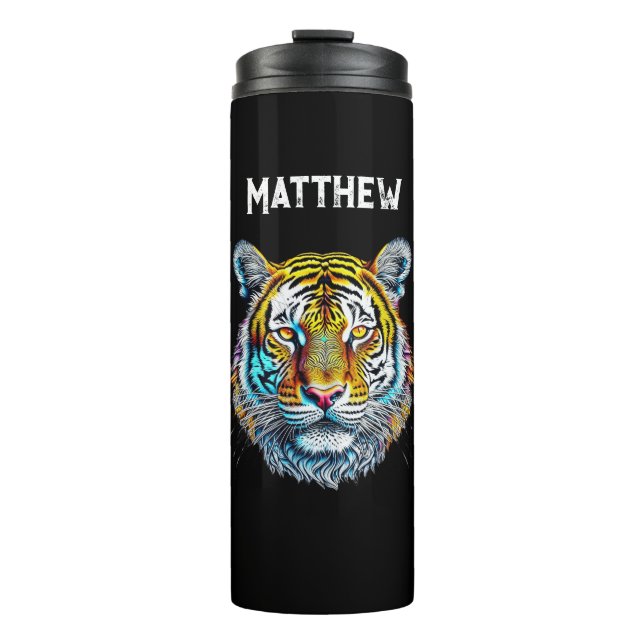 Cool Abstract Tiger Face Personalised Thermal Tumbler (Front)