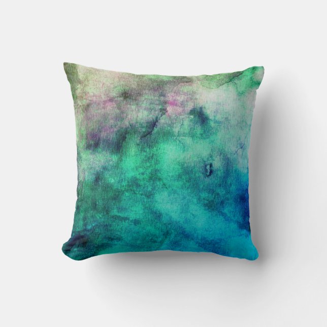 cool abstract watercolor design blue  throw pillow (Front)