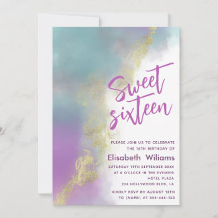 Cool Abstract watercolor ink gold modern Invitation