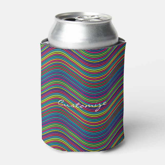 Cool Abstract Wavy line art Thunder_Cove Can Cooler (Can Front)