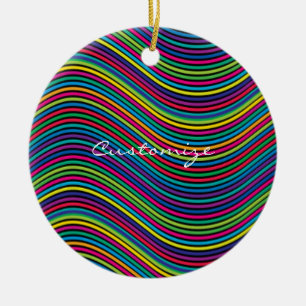 Cool Abstract Wavy line art Thunder_Cove Ceramic Tree Decoration