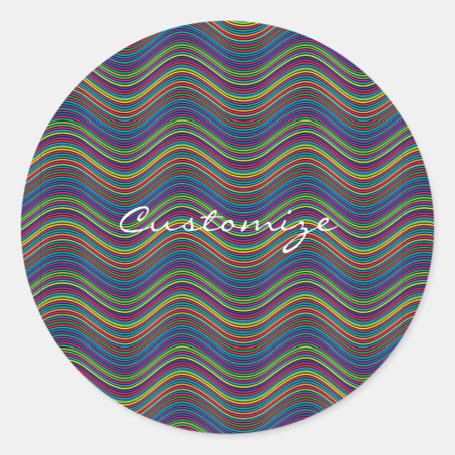 Cool Abstract Wavy line art Thunder_Cove Classic Round Sticker (Front)