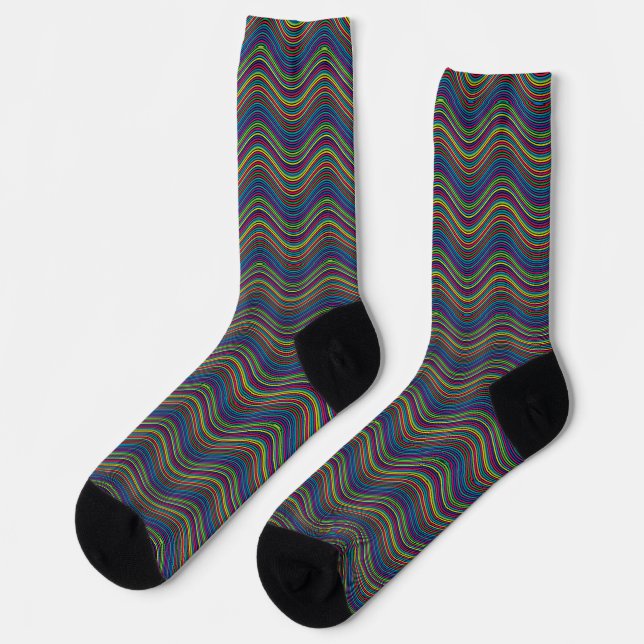 Cool Abstract Wavy line art Thunder_Cove Socks (Left)