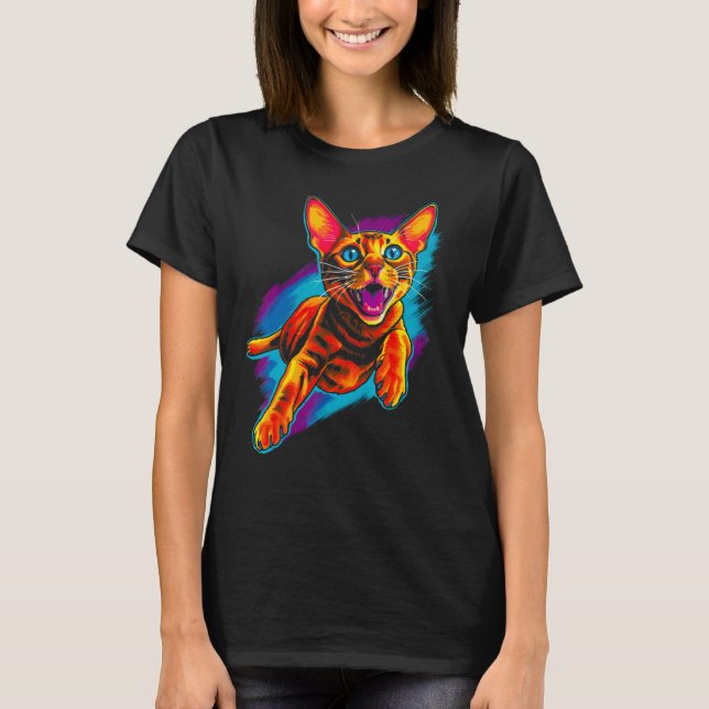 Cool Abyssinian Cat T-Shirt (Front)