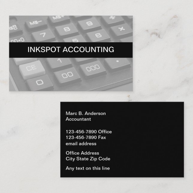 Cool Accountant Editable Business Cards Online (Front/Back)