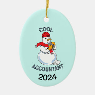 Cool Accountant Snowman Ceramic Tree Decoration