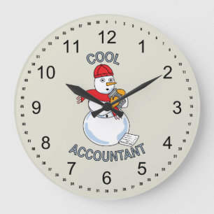 Cool Accountant Snowman Large Clock