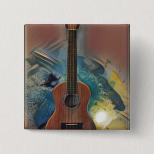 Cool Acoustic Guitar 15 Cm Square Badge
