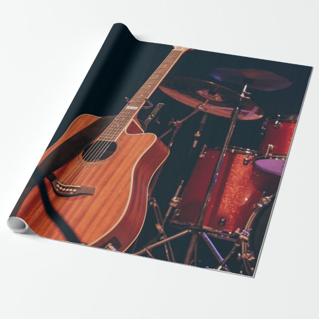 Cool Acoustic Guitar Wrapping Paper (Unrolled)