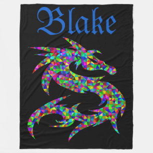 Cool Add-Your-Name Colourful, Playful Dragon Fleece Blanket