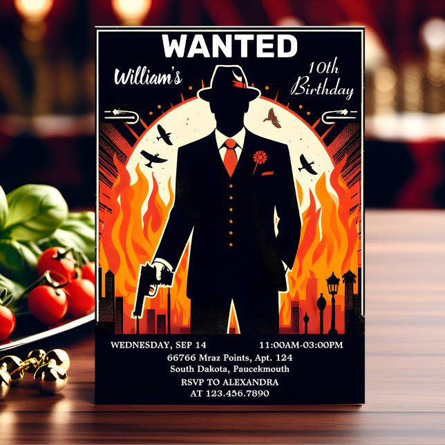 Cool Adult kids 90s boy Retro Mafia 10th Birthday Invitation (Creator Uploaded)