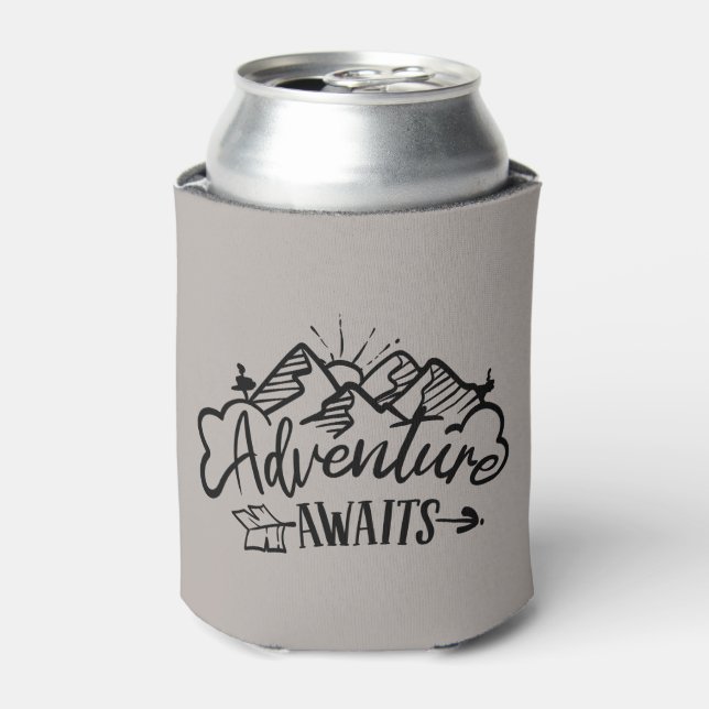 cool adventure awaits word art can cooler (Can Front)