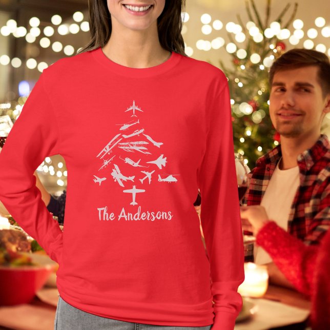 Cool Aeroplane Christmas Tree,Aviation,Personalise T-Shirt (Creator Uploaded)