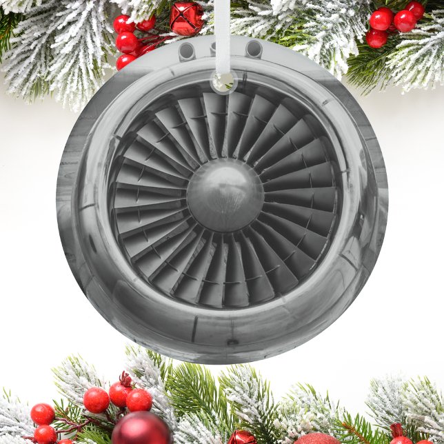 Cool Aeroplane Engine Photo, Christmas Aviation  Glass Tree Decoration (Creator Uploaded)