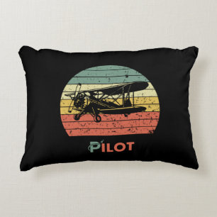 Cool Aeroplane & sunset, Vintage Retro style Simpl Decorative Cushion