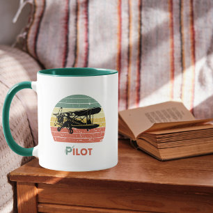 Cool Aeroplane & sunset, Vintage Retro style Simpl Mug