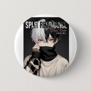Cool Aesthetic Anime Boy with Two-Tone Hair and Ma 6 Cm Round Badge