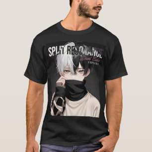 Cool Aesthetic Anime Boy with Two-Tone Hair and Ma T-Shirt