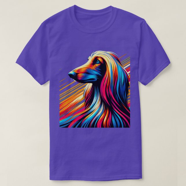 Cool Afghan Hound Colourful Dog Afghan Hound Art 1 T-Shirt (Design Front)