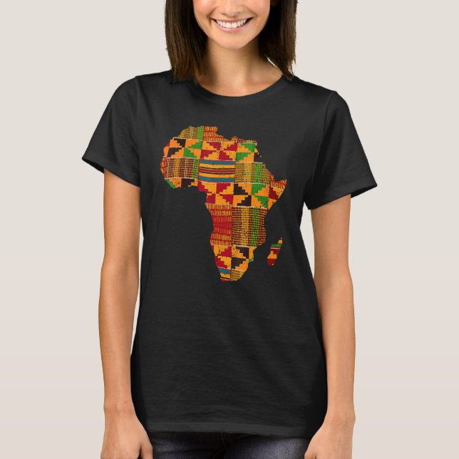 Cool Africa Map Kente Cloth For Men Women African T-Shirt (Front)