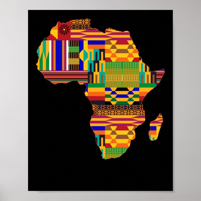Cool Africa Map Kente Cloth For Wo African Lover Poster (Front)
