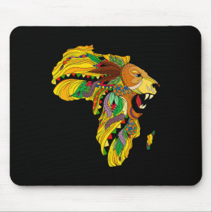 Cool Africa Map Lion Tril African King Black Histo Mouse Pad