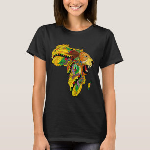 Cool Africa Map Lion Tril African King Black Histo T-Shirt