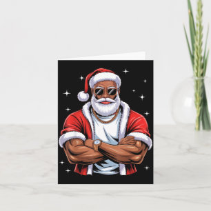 Cool African American Santa Black Christmas Pajama Card