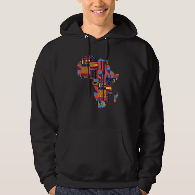 Cool African Map For Men Women Traditional Kente C Hoodie (Front)