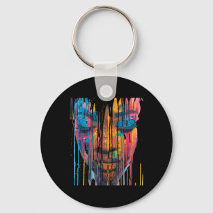 Cool African Woman Afro Colour Painted Face Junete Key Ring