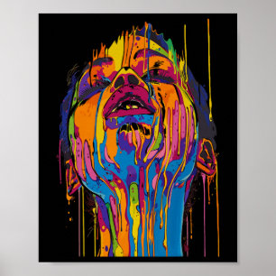 Cool African Woman Afro Colour Painted Face Junete Poster