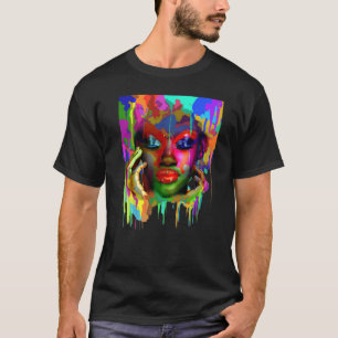 Cool African Woman Afro Colour Painted Face T-Shirt