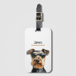Cool Airedale Terrier "James" Custom Luggage Tag