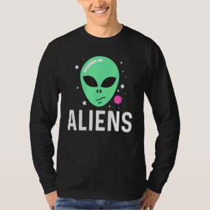 Cool Alien Art For Men Women Green Head Galaxy Out T-Shirt