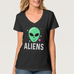 Cool Alien Art For Men Women Green Head Galaxy Out T-Shirt