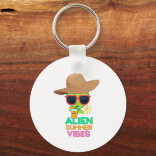 Cool Alien Summer Vacation Vibes Key Ring
