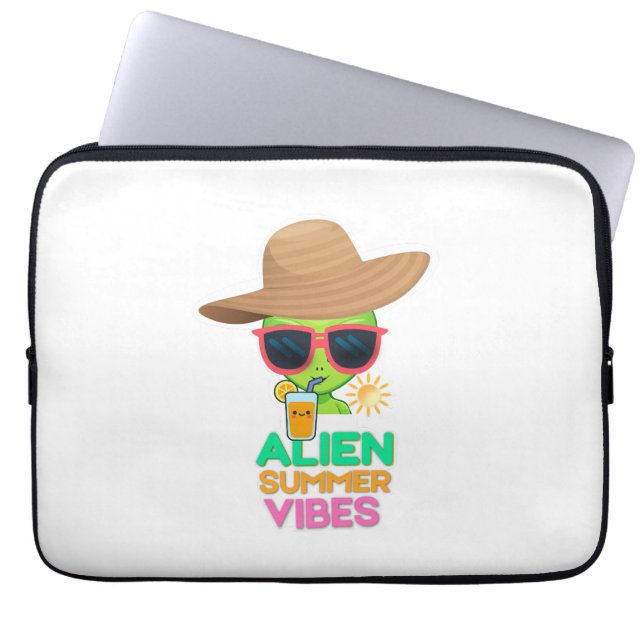 Cool Alien Summer Vacation Vibes Laptop Sleeve (Front)