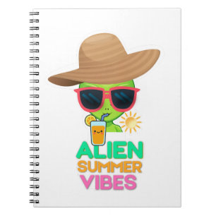 Cool Alien Summer Vacation Vibes Notebook