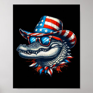 Cool Alligator 4th Of July Independence Day Usa Me Poster