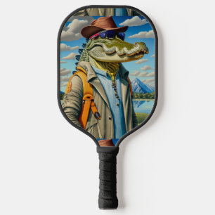 Cool Alligator Hiking Abstract Pickleball Paddle