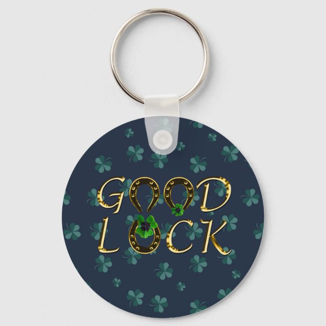 Cool, Amazing Blue Clover, Good  Key Ring (Front)