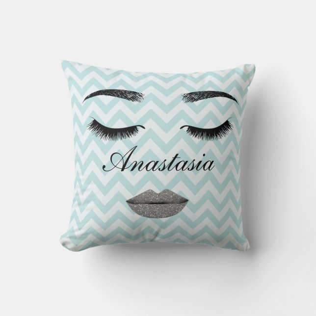 Cool, Amazing, Blue Face whit name Cushion (Front)