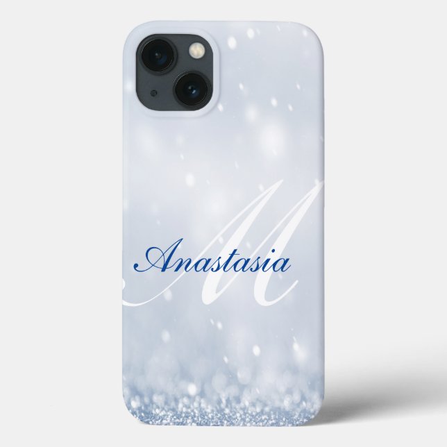 Cool, Amazing, Blue Glitter Name Case-Mate iPhone Case (Back)
