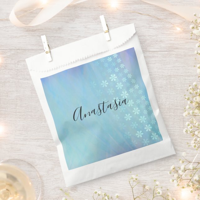 Cool, Amazing, Blue whit your name Favour Bags (Clipped)