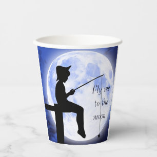 Cool, Amazing, Dark Blue Moon whit a quote Paper Cups