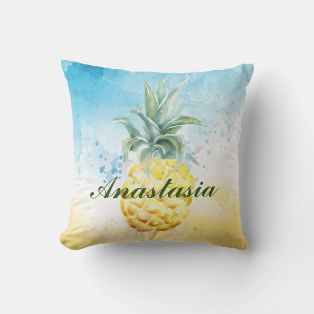 Cool, Amazing, Pineapples whit name Cushion (Front)